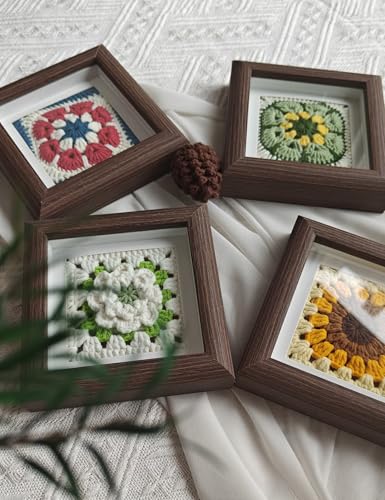 4x4 Small Shadow Box Picture Frame Display Case Tabletop Wall,1-Pack Brown - color: 1pcs Brown
