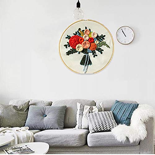 TAORANJU 1 Set Embroidery Kit Punch Needle Kit Cross Stitch Kits with Floral Pattern for Beginners