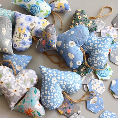 100% Cotton Boys Fabric Squares,5 Inch Quilting Supplies Clearance Blue Floral Fabric Precut Bundles for Sewing Project and DIY Crafts(42Pcs) … - color: Color-1