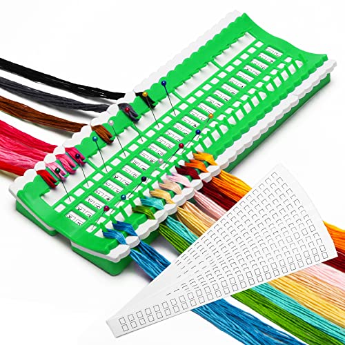 Luxiv 50 Position Embroidery Floss Organizer, Thread Shelf with 15P Card - color: Green, size: 50 Positions