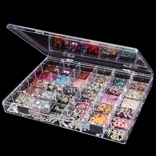 Noverlife 36 Grids Clear Plastic Organizer Box, Bead Storage Organizer Box - size: 36 Grids - 1 Pack