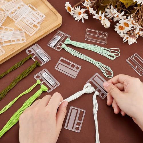 PH PandaHall Embroidery Floss Bobbins, 50pcs Floss Organizer Embroidery Thread Cards Clear Cross Stitch Thread Organizer Thread Holder Embroidery Cards for Sewing Storage Thread Organizer 1.2x1.9inch
