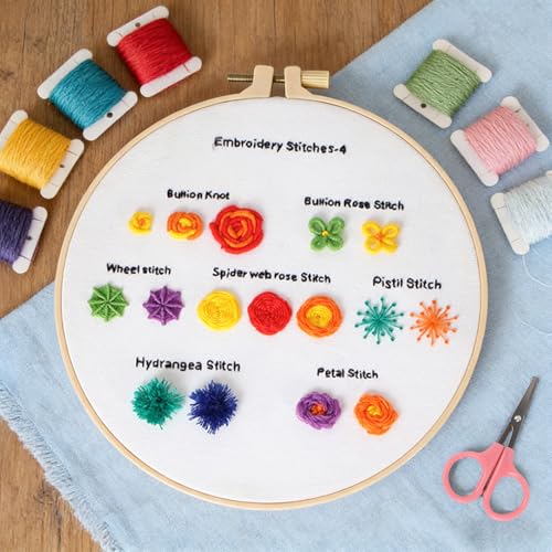 houlishu Classic Hand-Stitched Embroidery Needlecraft Practice Set, Suitable for Beginners and Adults, Includes Various Accessories