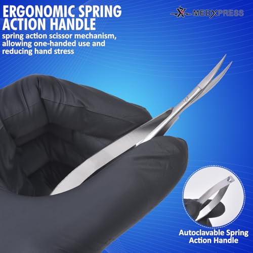 Micro Scissors 4.5" Curved Stainless Steel Embroidery Scissors Extra Sharp Applique Scissor Stitch Cutting for Eyebrow Trimming scissor for Grooming Sewing Arts & Craft Spring scissor.