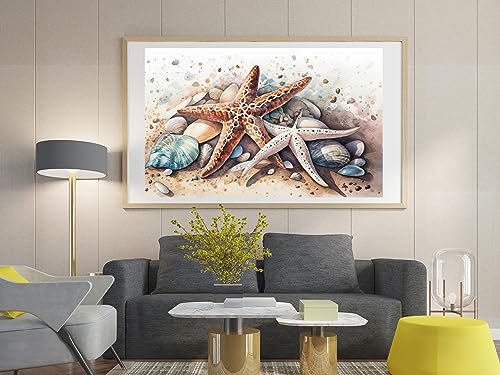 Moohue Easy Stamped Cross Stitch Kits for Adults Beginners Beach Starfish Shells Counted Cross Stitch Patterns Kits (Starfish and Shells 2) - color: Starfish and Shells 2