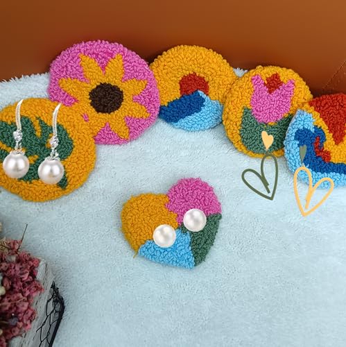 23 PCS DIY Punch Needle Kit, Sunflower Punch Needle with Coasters, Embroidery Starter Set for Beginners, Magic Embroidery Pen with Needles, Knitting Beginners Kit Sewing and Stitching Craft Tools