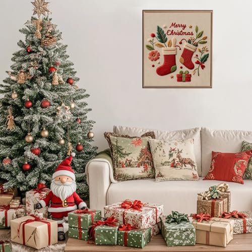 COCOMOX Christmas Embroidery Kit for Beginners, Hand Craft Gift for Adults - color: Christmas pattern
