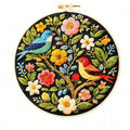 Zhenqing Floral Tree with Birds Embroidery Kit for Beginners, Pre-Printed 29x29cm Cotton Fabric with 20cm Hoop, Colorful Spring Garden Design (C0239)