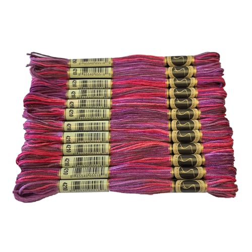 Magical Color Variegated Cross Stitch Thread Color Variations Embroidery Floss Pack, 8.7-Yard, Radiant Ruby, Pack of 12 Skeins