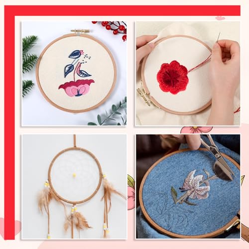 2 Pack 7 Inch Wood Embroidery Hoop, Cross Stitch Supplies, Cross Stitch Hoops Ring, Beech Wooden Embroidery Frames for Art Craft Sewing, DIY Decoration