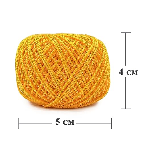 KGS Crochet Thread Cotton Yarn Balls | Size 8 | 10 Balls | 10 Grams Each Ball | Total 100 Grams of Pearl Cotton Thread for Crocheting, Hardanger, Needlepoint Hand Embroidery (Marigold Magic) - color: Marigold Magic