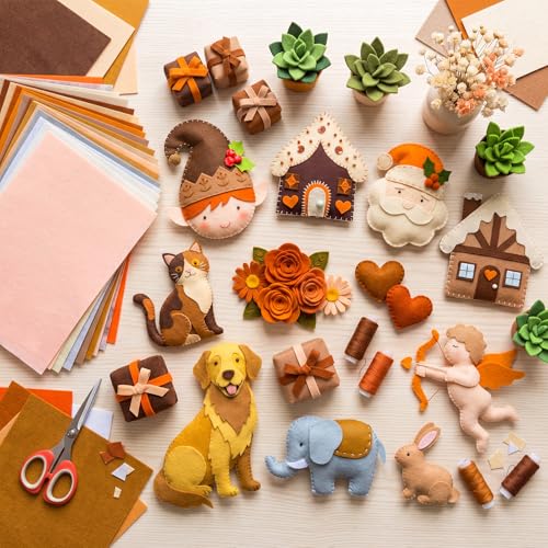 Tegeme 100 Pcs 8 x 12 Inches Felt Sheet for Craft Thin, Light Brown Series - color: Light Brown Series
