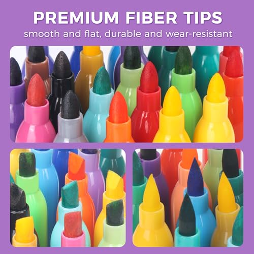 SELEAD 72 Fabric Markers Permanent for Clothes, Fine & Brush & Chisel Tip - size: 72 Count (Pack of 1)