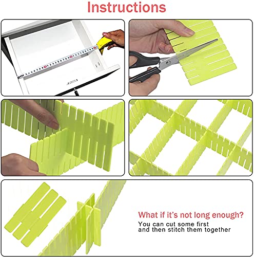 40Pcs Drawer Dividers, Adjustable Drawer Organizer for Socks, Underwear, Makeup, Can Help Tidy Kitchen, Bedroom, Dresser Green - color: Green, size: 40Pcs