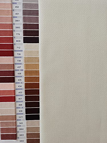 KCS 16CT Counted Cotton Cross Stitch Aida Cloth Fabric (19" x 28",Cream) - color: Cream, size: 19" x 28"