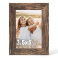 Hongkee 3.5x5 Picture Frame, Real Glass Wood Frame(Rustic Brown, 1 Pack) - color: Rustic Brown, size: 3.5X5 in