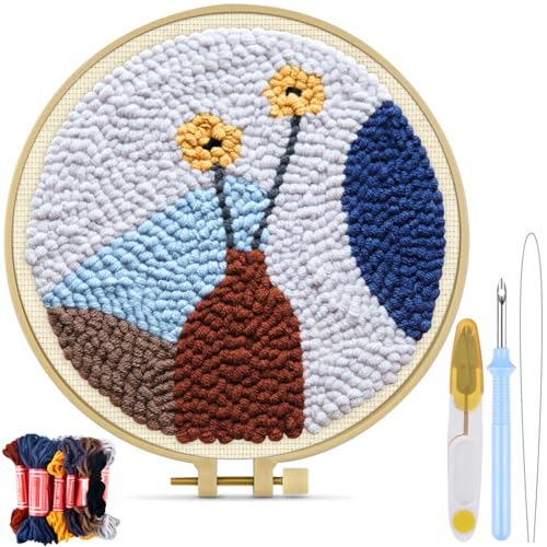 TINDTOP Punch Needle Kits, Punch Embroidery Kits for Adults - color: Grey Blue