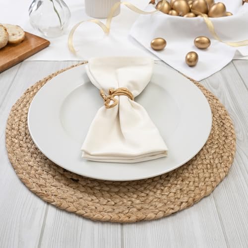 Blue Needles Solid Cloth Napkins 100% Cotton Set of 12-18 x 18 Inches - color: Cream, size: 18" x 18" (Set of 12)