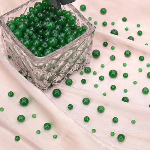 400PCs 4mm Deep Green Jade Glass Beads Bulk, Round Smooth Hole Glass Crystal Beads for Jewelry Making, DIY Bracelets, Necklaces, Bag Charms, Keychains and Craft Projects - color: Jade Deep Green, size: 4MM