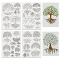 BENECREAT 4Sheets 24Pcs Trees Water Soluble Embroidery,11.7x8.3inch Branches Leaves Stick and Stitch Embroidery Paper Stabilizer for Shirts, Coats, Bags - color: Trees of Life