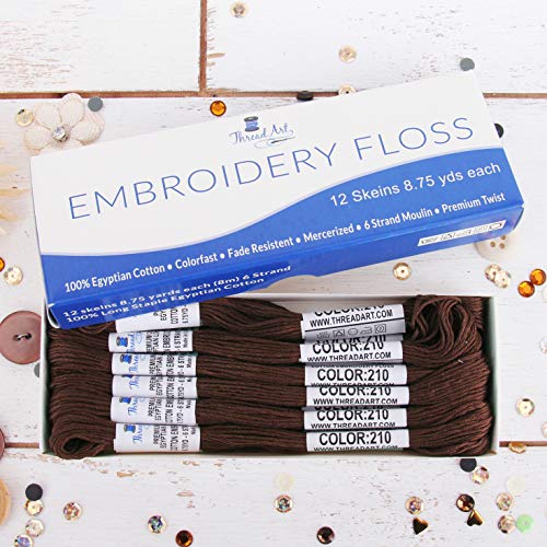 12 Skeins ThreadArt Cotton Embroidery Floss, Coffee Brown - color: Coffee Brown