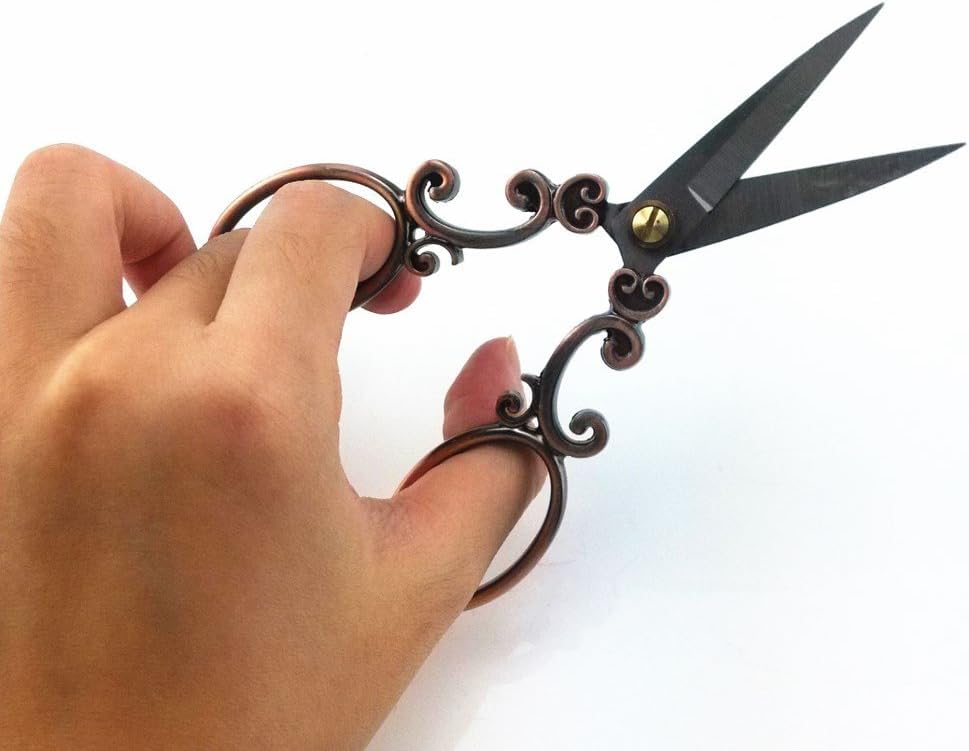 "1PCS Vintage Style Embroidery Scissors Needlework Scissor Sewing Handicrafts Tool Cutting Embroidery Crafts Tool, Copper"