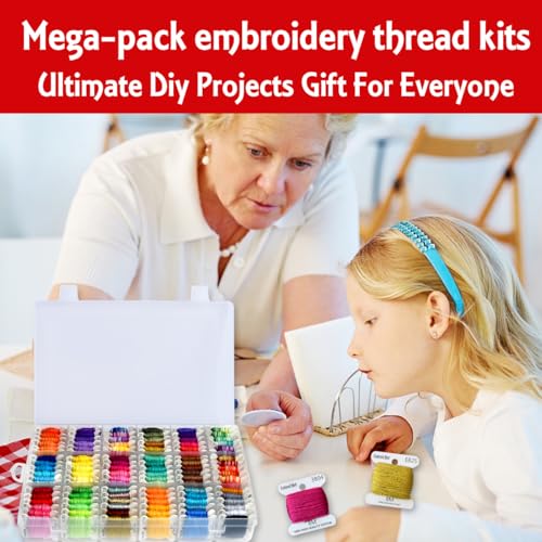 Embroidery Floss & Bracelet String Thread with Organizer Storage Box 108 Colors Cross Stitch Threads Set