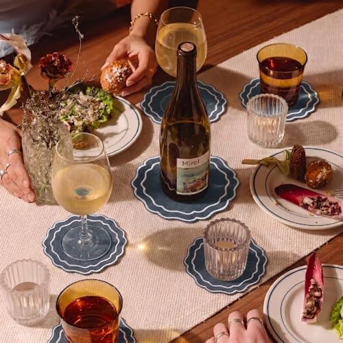 Linen Coasters for Drinks Set of 6, Charcoal - color: 1119 - Charcoal, size: 6 inches
