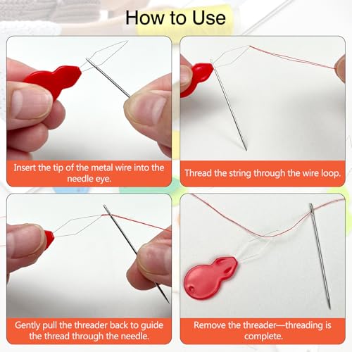 40-Pack Gourd-Shaped Plastic Needle Threaders – Random Colors with Clear Storage Box, Wire Loop Sewing Tools for Hand & Machine Stitching