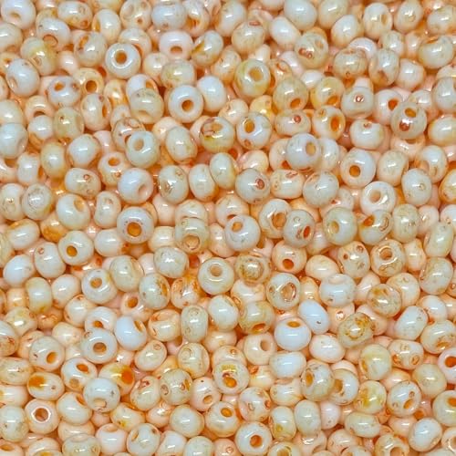 Czech 6/0 Glass Seed Beads 20 Grams 280 Pcs (Patterned Somon) - color: Patterned Somon
