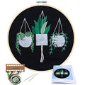 KISSBUTY Full Range of Embroidery Starter Kit with Pattern, Cross Stitch Kit Including Stamped Embroidery Fabric with Pattern, Bamboo Embroidery Hoop, Color Threads and Tool Kit (Hanging Plants)