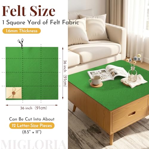 Large Felt Fabric Sheet 36 x 36 Inch, 1.6mm Thick (Emerald Green) - color: Emerald Green