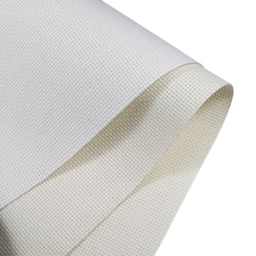KCS 2 pc of 15" x 18"(38cmx45cm) 11 Count Cross Stitch Cotton Aida Cloth Needlework Fabric Box (Antique White+Cream,11CT) - color: Antique White+cream, size: 11CT