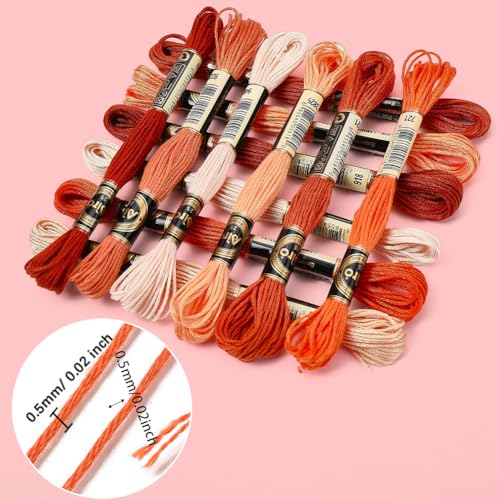 12 Skeins Orange Gradient Embroidery Thread Floss for Jewelry - color: Orange