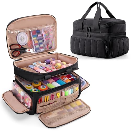Marscamd Sewing Organizer Bag with Detachable Dividers, Black (Bag Only) - color: Black