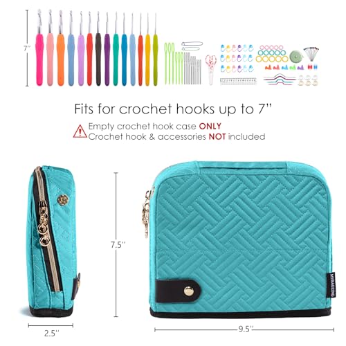 MYBAGZING Empty Crochet Hook Case, Stand-Up Crochet Hook Organizer - color: Teal, size: Case (Empty)