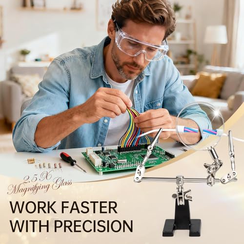 AORAEM Helping Hands Magnifier with Dual Adjustable Alligator Clips