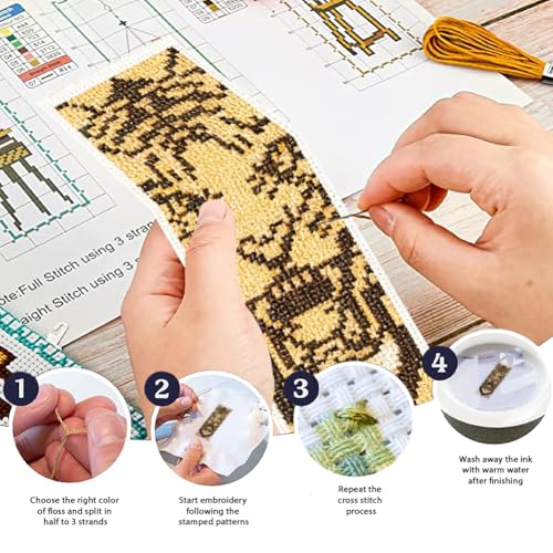 ORIGACH 6 Set Inspirational Scripture & Tiger Cross Stitch Bookmark Kit - style: Inspirational Scripture & Tiger