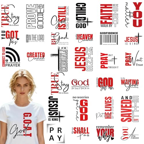 30 Pcs Christian Bible Verse DTF Transfers Ready to Press DIY Craft - style: Christian Bible Verse