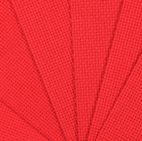 KCS 4/6 pc of 12" x 18" 30cmx45cm 16CT Counted Cotton Aida Cloth Cross Stitch Fabric (Red, 6 pc) - color: Red, size: 6 pc
