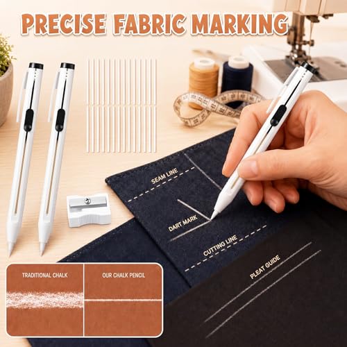 FunooFuno 28 Pcs Sewing Chalk Pencil Set, 2 Refillable Fabric Pencils