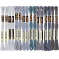 16 Skeins 140 Yard Gray Embroidery Floss 6 Ply Gradient Color Embroidery Thread Polyester Cross-Stitch Threads Friendship Bracelets String for Hand Embroidery String Art DIY Creation - color: Gray