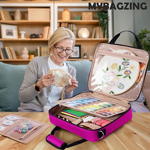 Large Embroidery Bag, Cross Stitch Organizer & Needlepoint Project Bag - color: Power Pink
