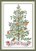 Rosyfoxes Cross Stitch Kits Stamped Full Range of Embroidery Starter Kits for Adult DIY 14CT 2 Strands -Printed kit The Christmas Tree with Birds (Printed) 18.1×25.2inches - color: The Christmas Tree With Birds(printed)18.1×25.2inches