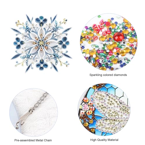 JISHSHAY Diamond Painting Pendant Flower Diamond Art Hanging Ornament Flower Gem Art Window Hanging Gem Painting Wind Chimes Mosaic Kits for Adults Windchimes Embroidery Suncatchers Sun Catchers - color: Flower 1