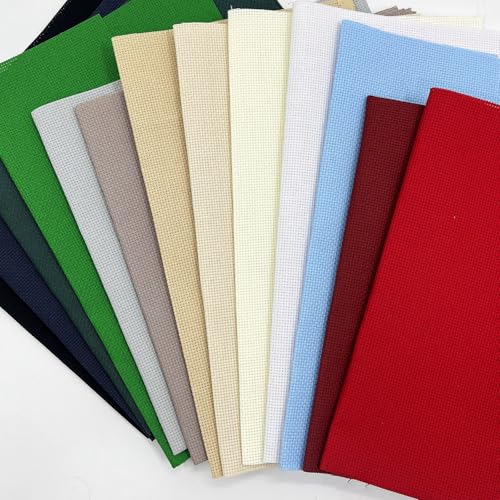 Aida Cloth Cross Stitch Fabric, 14 Count, Big Size (Dark Blue, 12 * 12in) - size: 12 * 12in