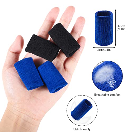 20 Pcs Finger Sleeves Protectors, Elastic Sport Finger Sleeves, Black/Blue - color: Black, royal blue