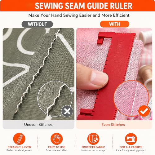 44Pcs Clip-On Sewing Ruler Seam Guide & Needle Kit