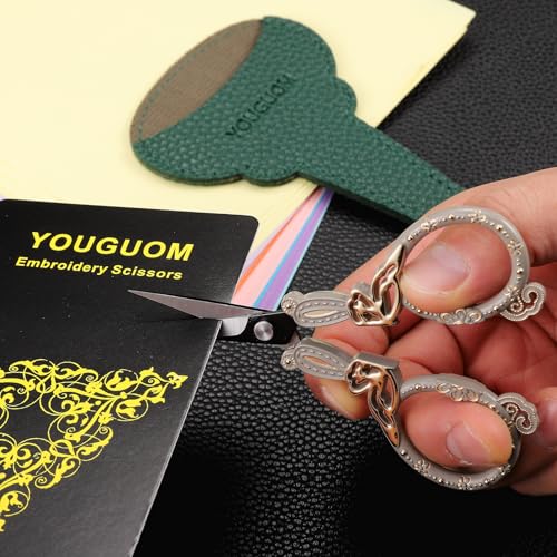 YOUGUOM Sharp Embroidery Scissors, Sewing Shears with Cover - color: Light Grey