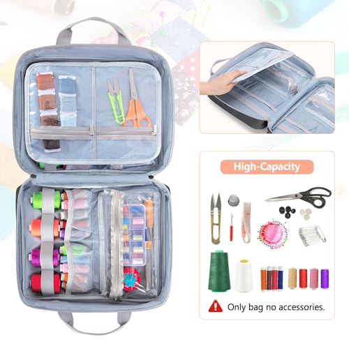 LUXJA Sewing Storage Organizer with Folio Open Design, Gray - color: Gray